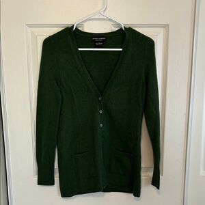 SUTTON CASHMERE Forest Green V-Neck Cashmere-Blend Cardigan Women's Small